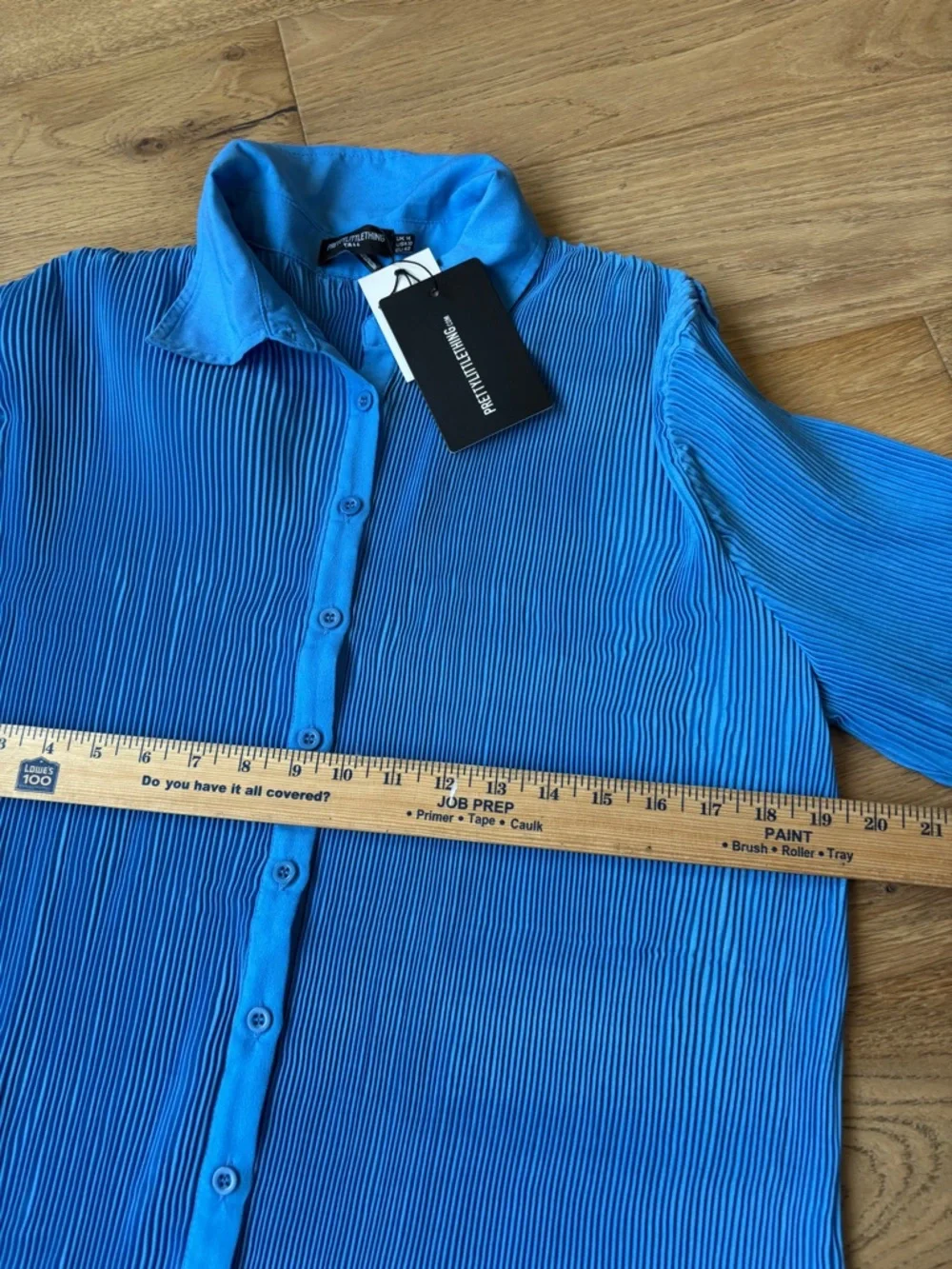 NWT prettly little thing oversized pleated button down 10 tall - Picture 4 of 5